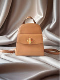 CELINE Rare Caramel Brown Cross Swivel Gold Buckle Leather Backpack