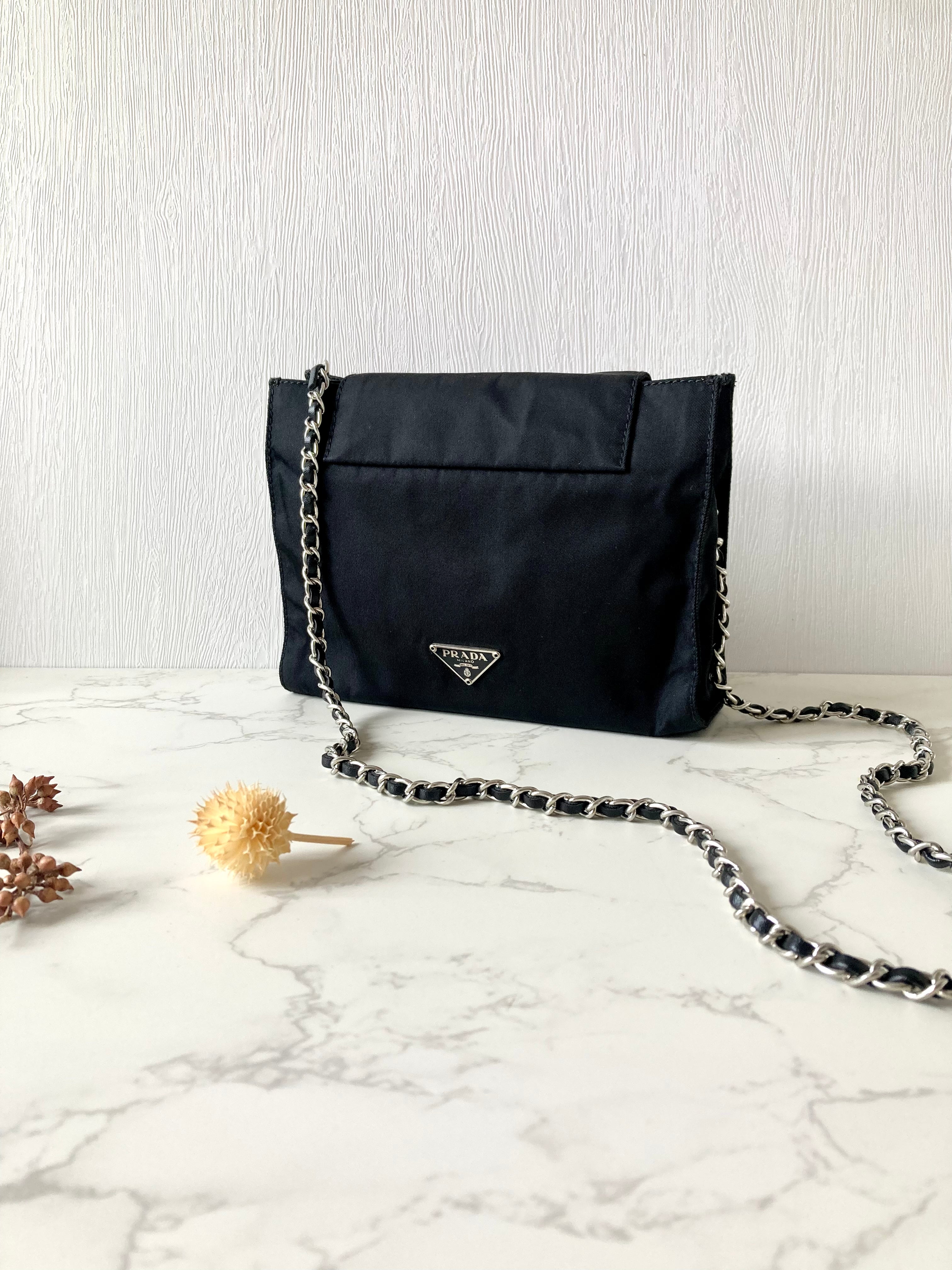 PRADA Tessuto Nylon Black Small Two-way Crossbody / Pouch Bag