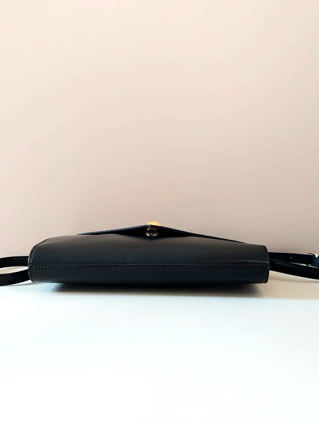 CELINE Planet Black Gold Leather Envelope Side Bag / Crossbody Bag