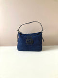 FENDI rare blue and black velvet baguette underarm bag / side bag