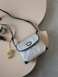 GUCCI rare blue and black old flower canvas and leather small bag/side bag/oblique bag