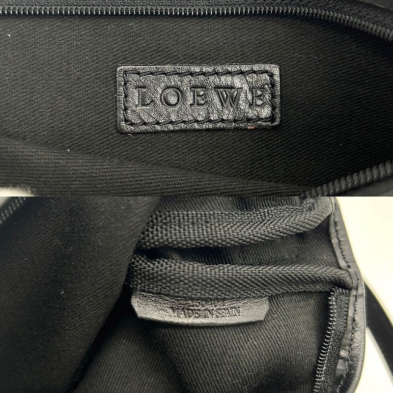 LOEWE rare coffee black old flower side backpack / underarm bag / handbag