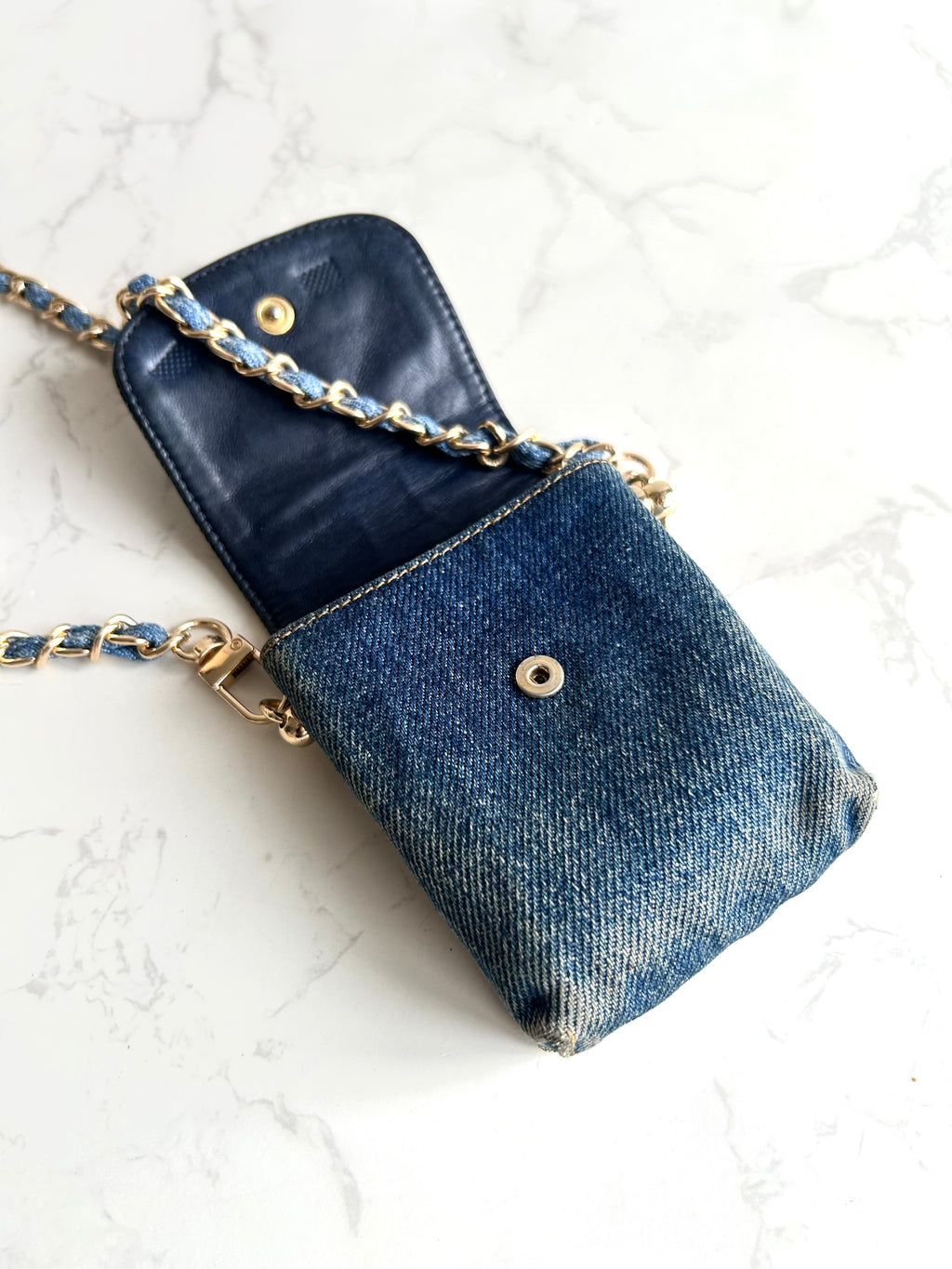 Chanel 牛仔布藍色斜背包 單肩包 側背包 中古包