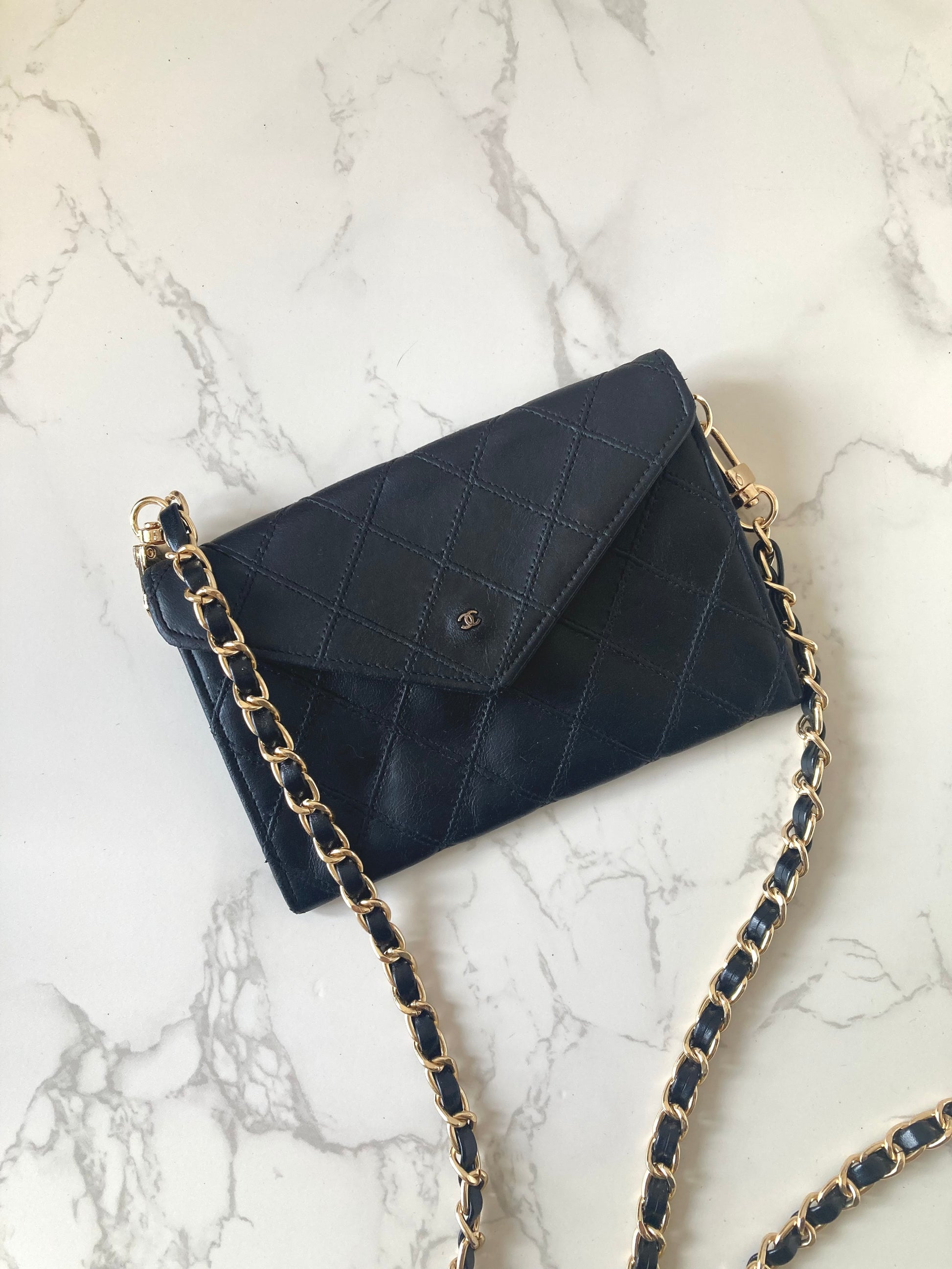 CHANEL Rare Black Lamb Skin Mini Chain Crossbody Bag