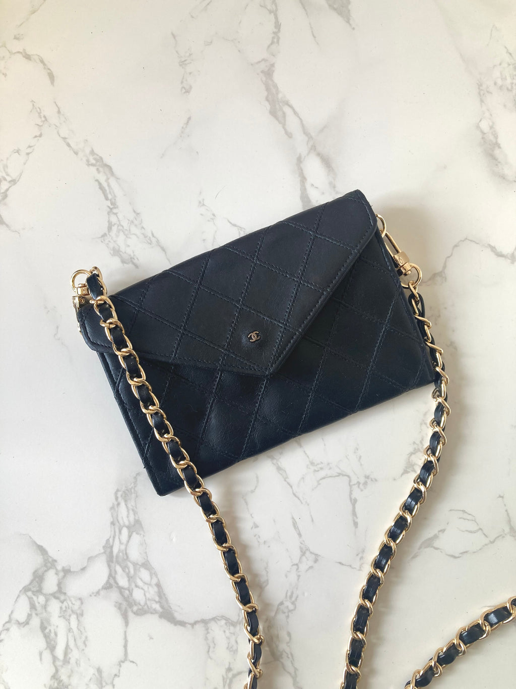 CHANEL Rare Black Lamb Skin Mini Chain Crossbody Bag