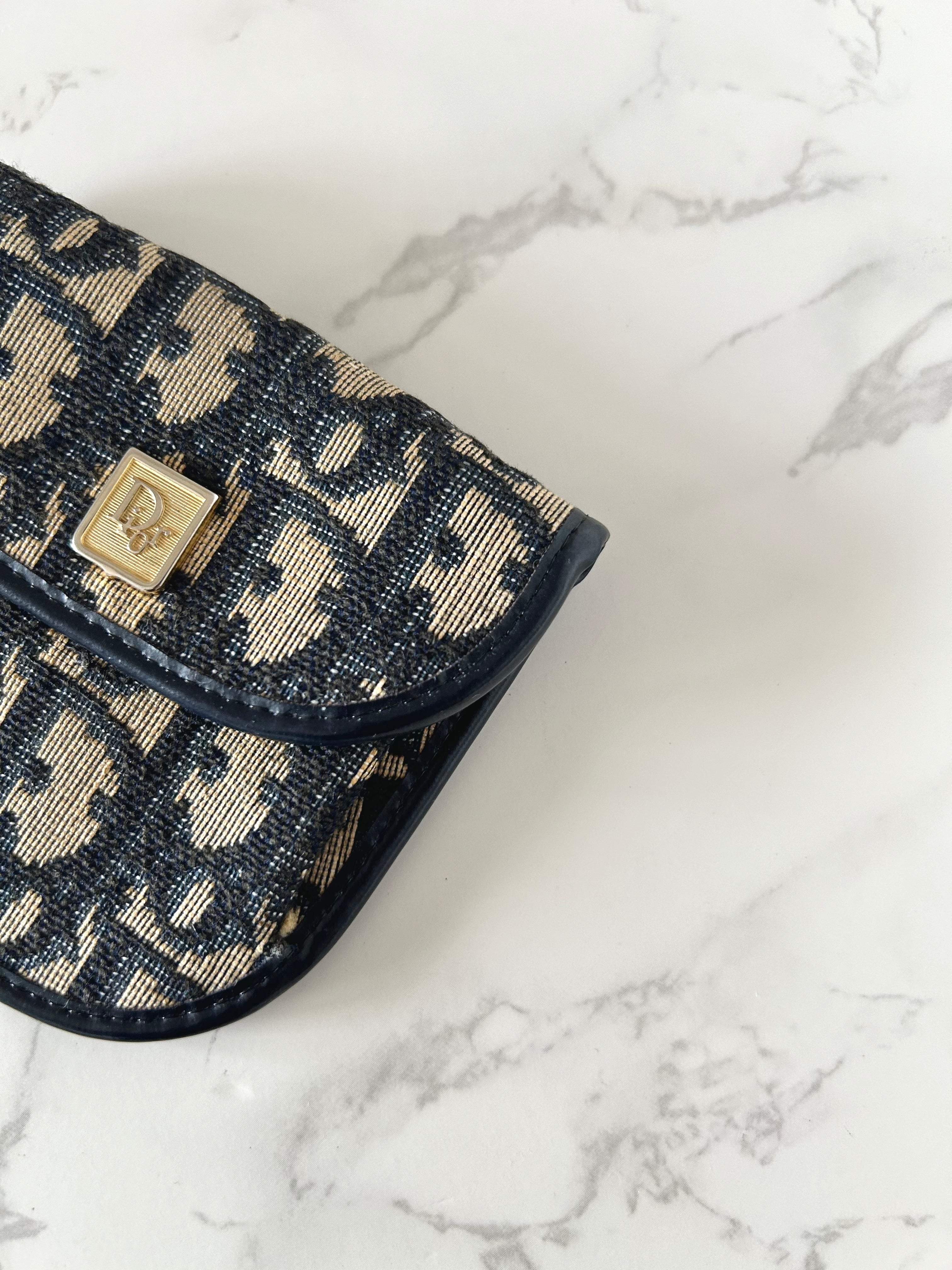 CHRISTIAN DIOR blue and black monogram multi-purpose small bag/coin purse