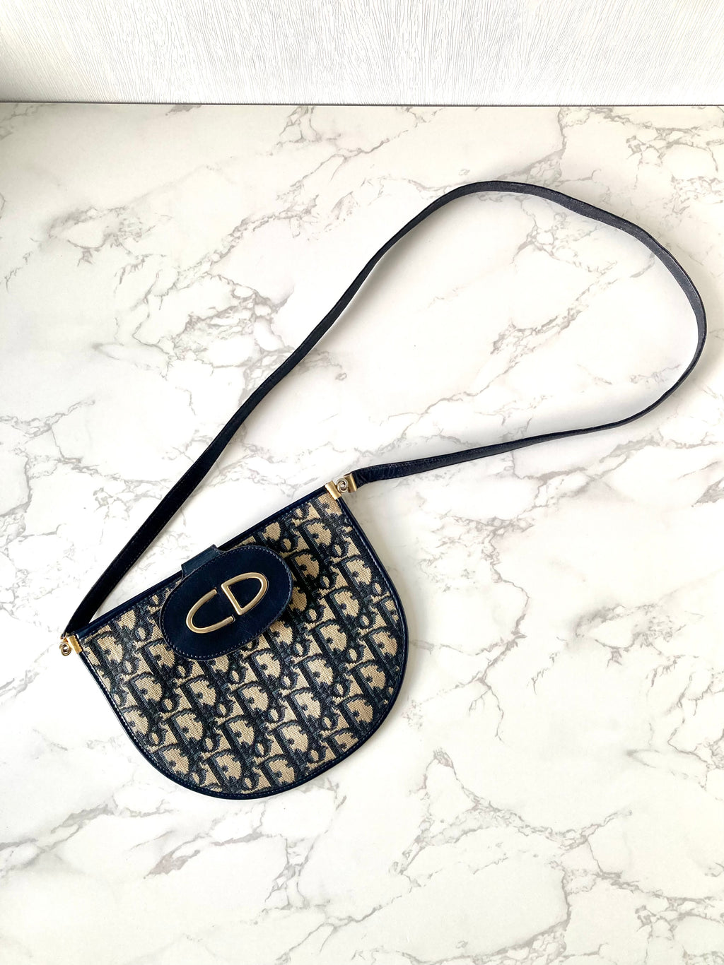 CHRISTIAN DIOR Navy Trotter Mini Bobby Crossbody Bag