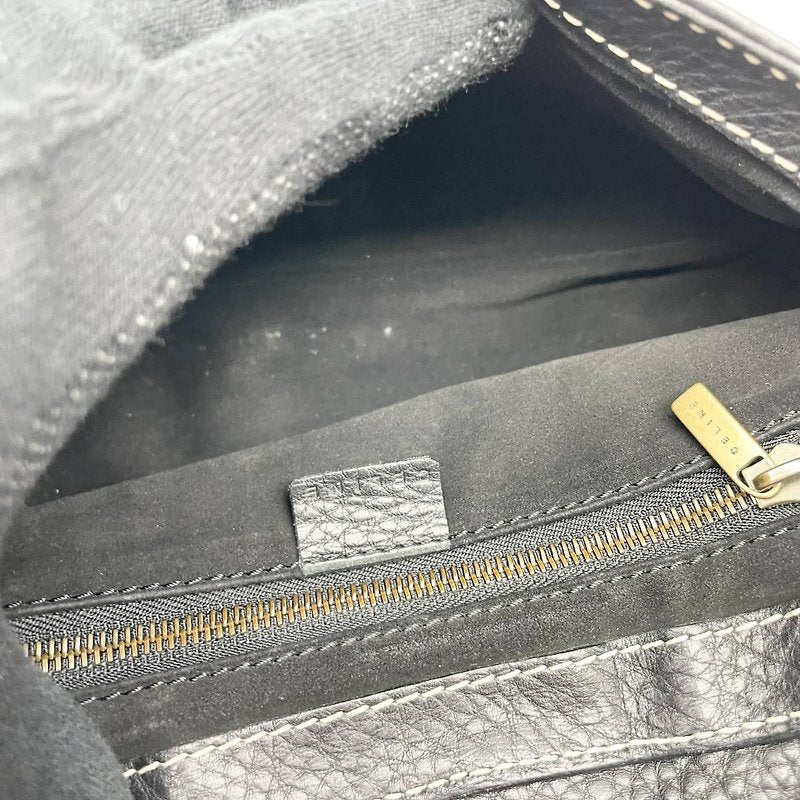 CELINE rare vintage blue and black leather large gold buckle small bag/side backpack/underarm bag
