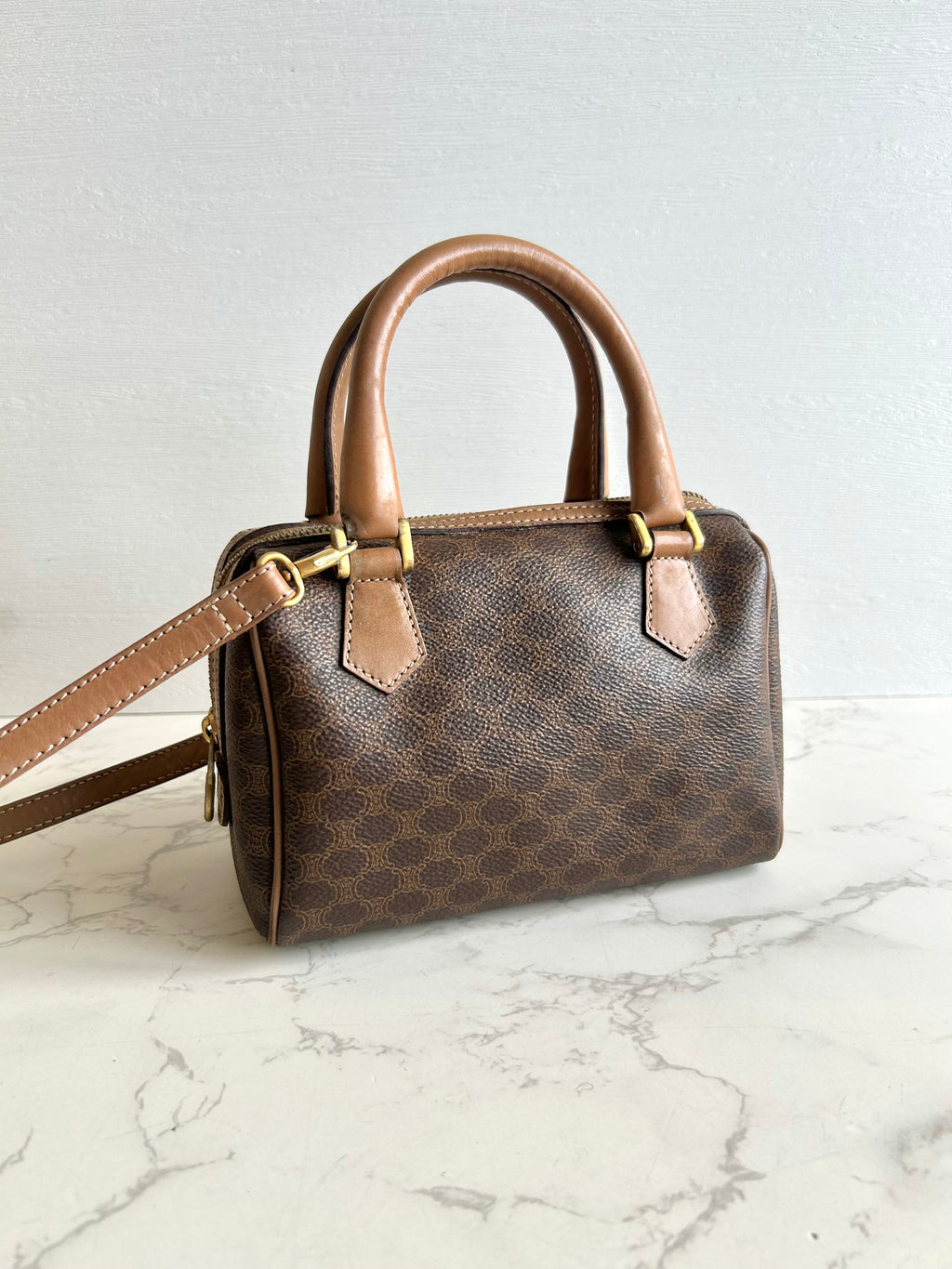 Celine迷你老花波士頓小包 斜背包 側背包 單肩包 中古包