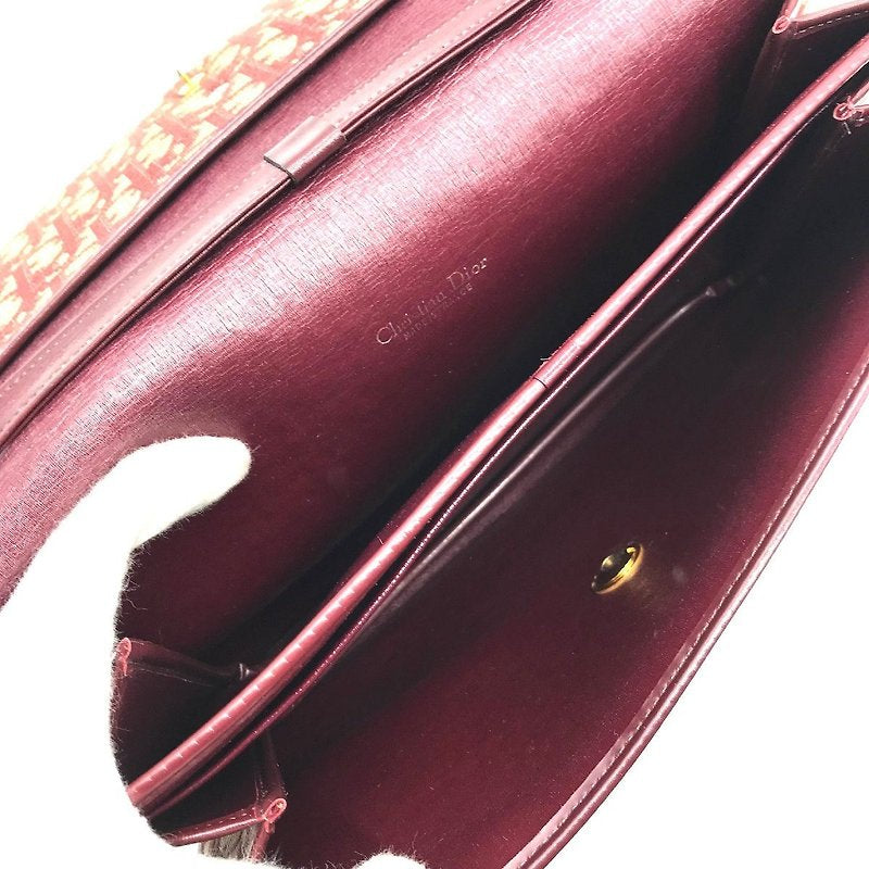 CHRISTIAN DIOR Burgundy old flower Bobby shoulder bag/side backpack/underarm bag