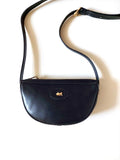 CELINE Half Moon Saddle Carriage Gold Buckle Leather Side Bag / Crossbody Bag