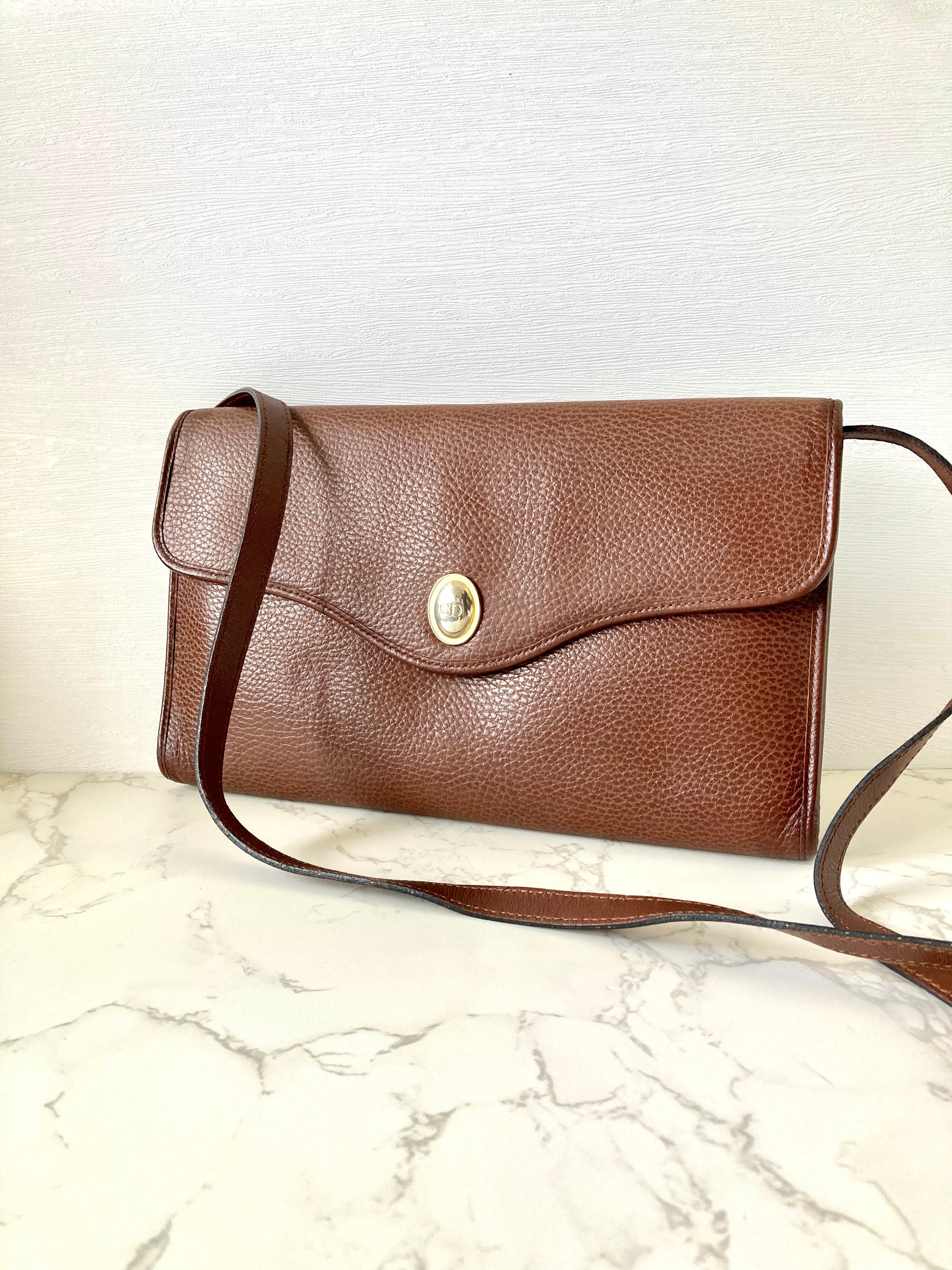 CHRISTIAN DIOR Rare Brown x Gold Egg Crossbody Bag