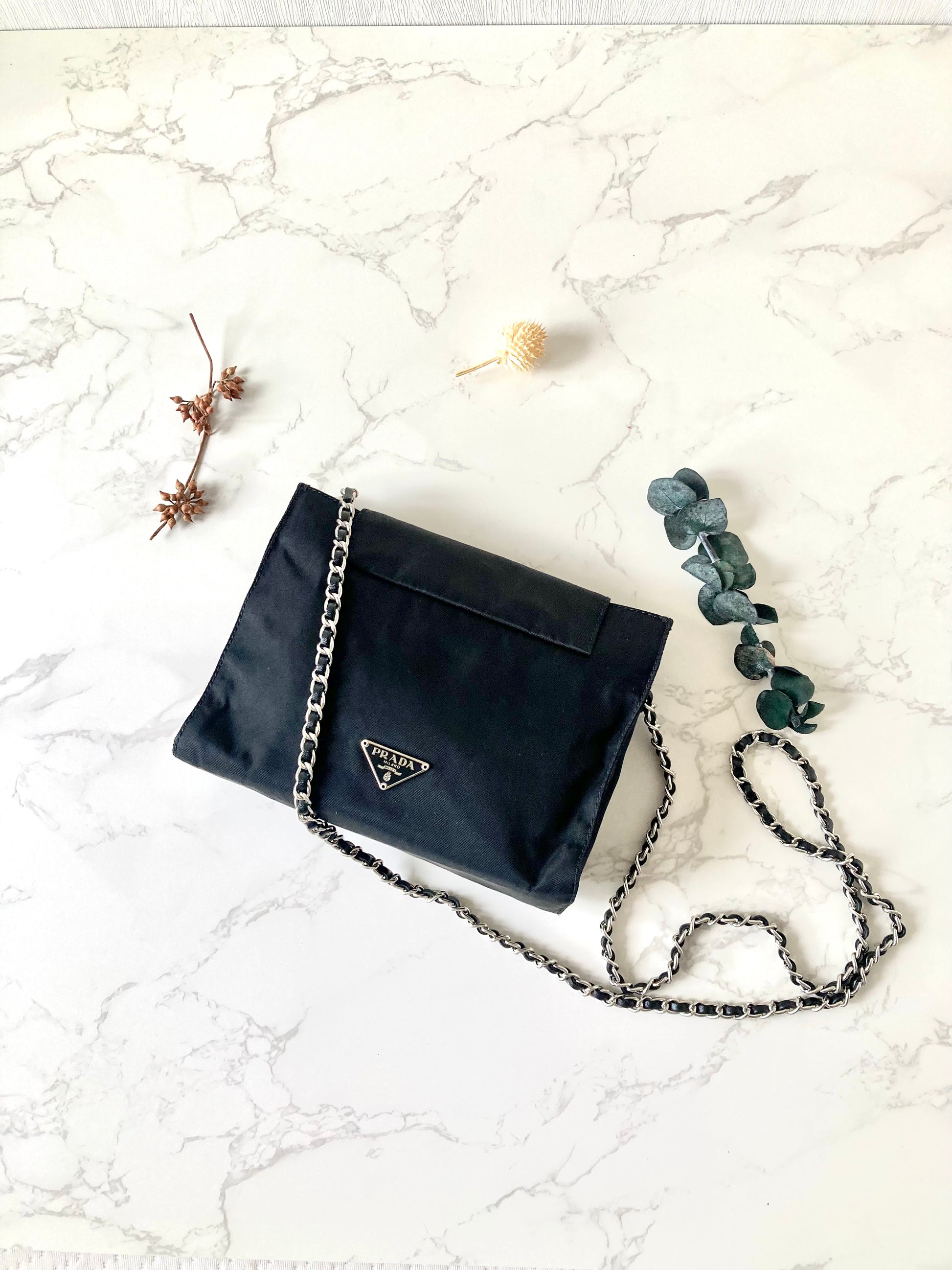 PRADA Tessuto Nylon Black Small Two-way Crossbody / Pouch Bag