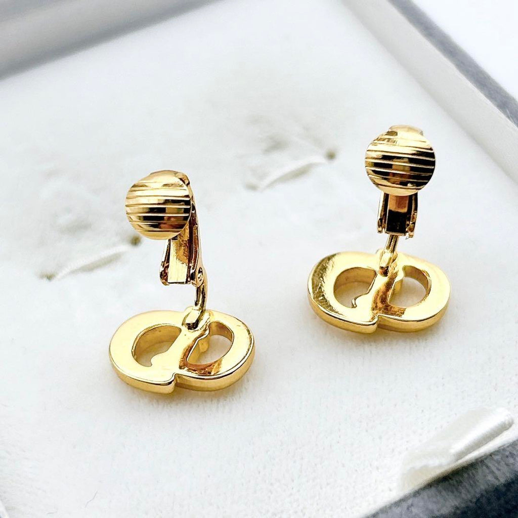 CHRISTIAN DIOR CD Logo Clip Earrings - With original box
