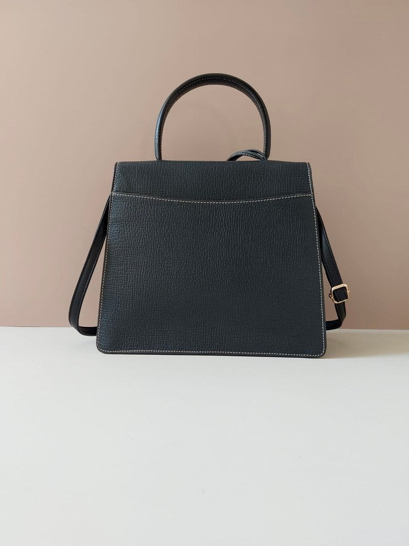 LOEWE rare navy blue black leaf Kelly dual-use side bag / oblique bag / handbag