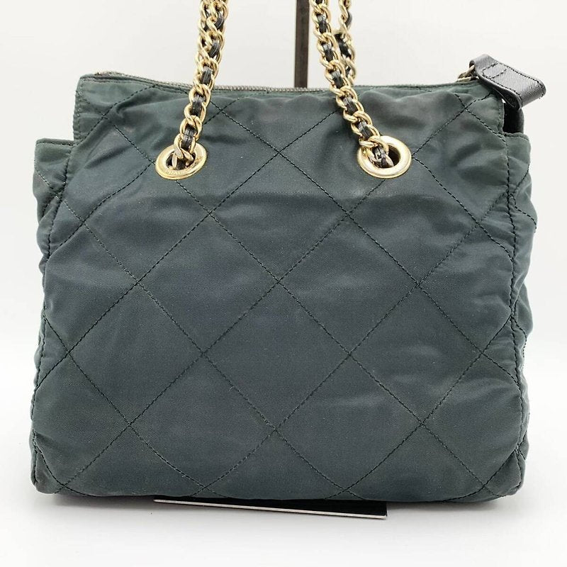 PRADA rare olive green gold triangle parachute chain shoulder bag / side bag