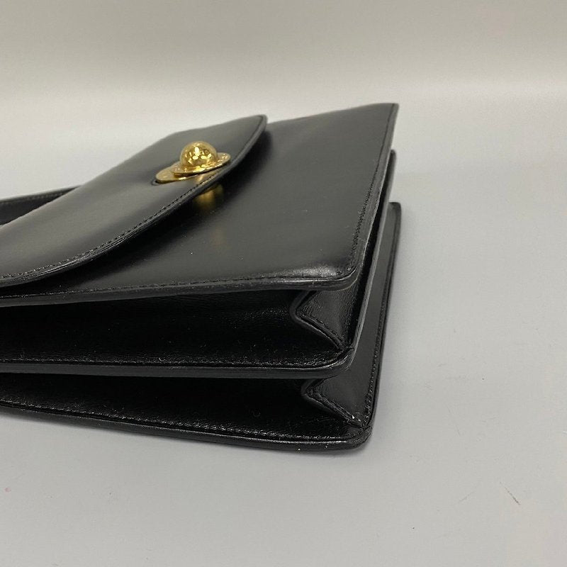 CELINE rare rotating golden planet black leather small bag / side backpack / underarm bag