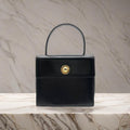 CELINE Rare Planet Black Gold Leather Kelly Handbag/Handbag
