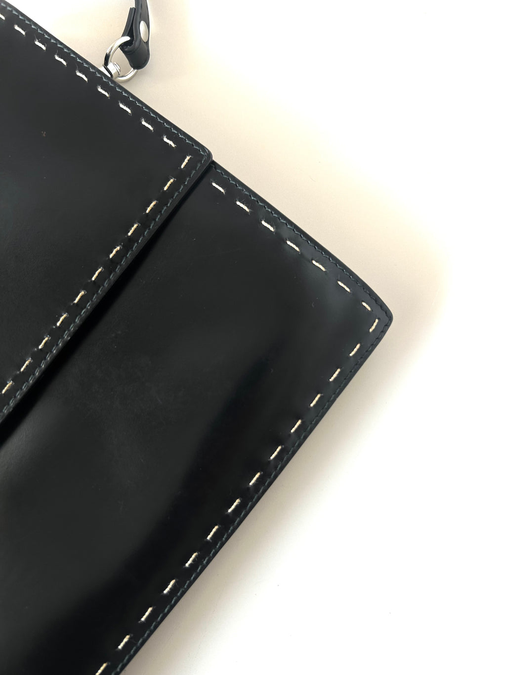 CELINE Rare Planet Black Silver Leather Envelope Bag/Side Bag/Messenger Bag