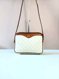 GUCCI rare white coffee color matching leather small bag / side bag / oblique bag