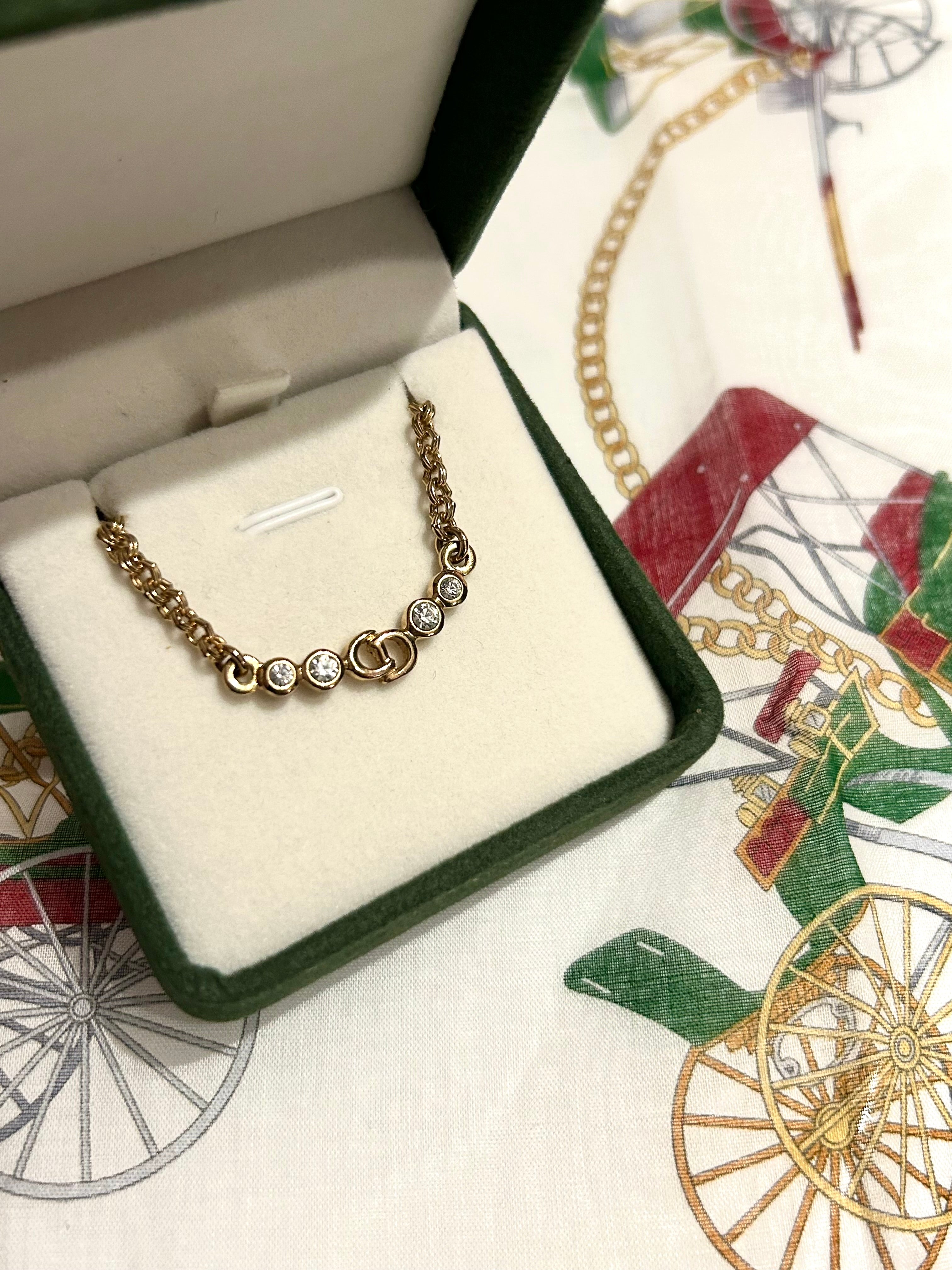 CHRISTIAN DIOR Water Diamond Gold Clavicle Necklace/Jewelry