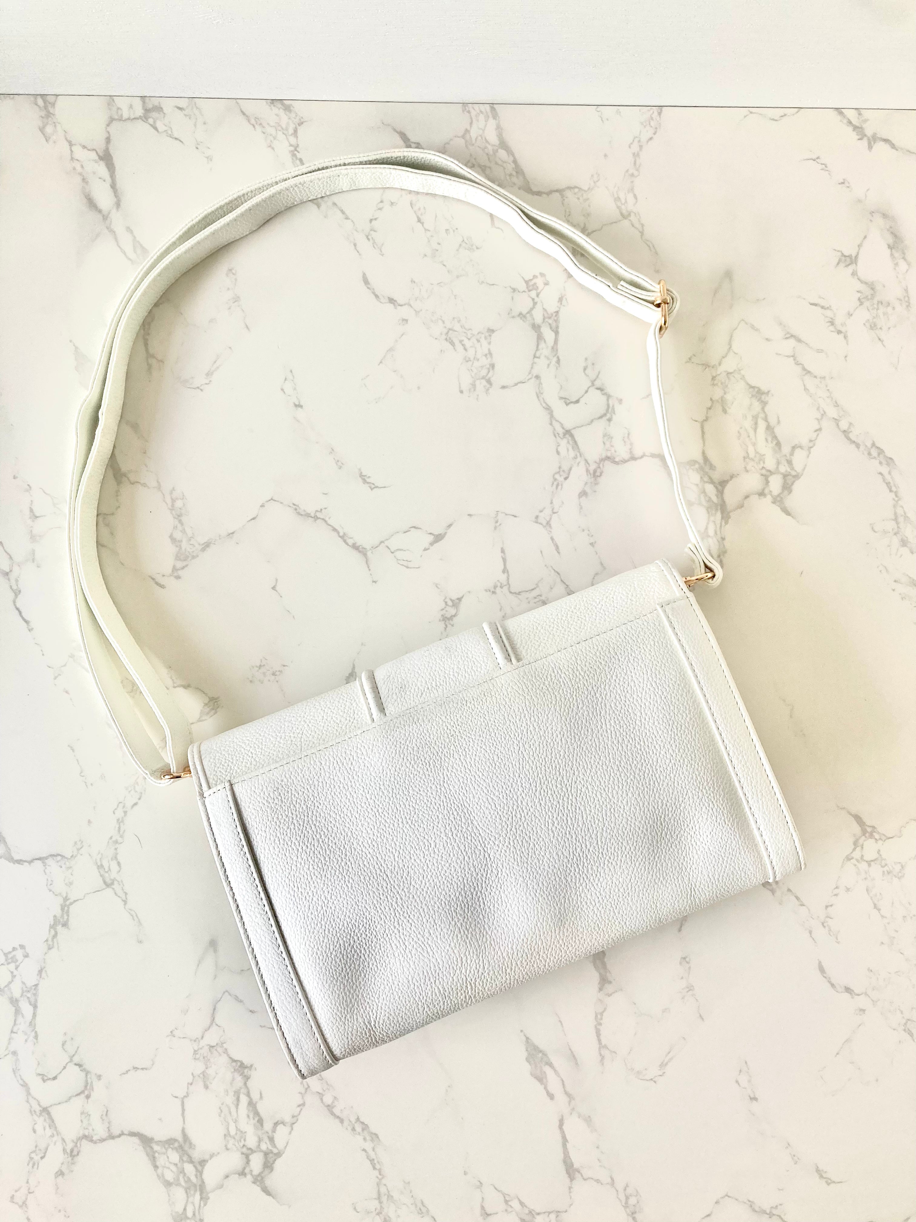 YVES SAINT LAURENT Signature White Logo Shoulder / Crossbody Bag