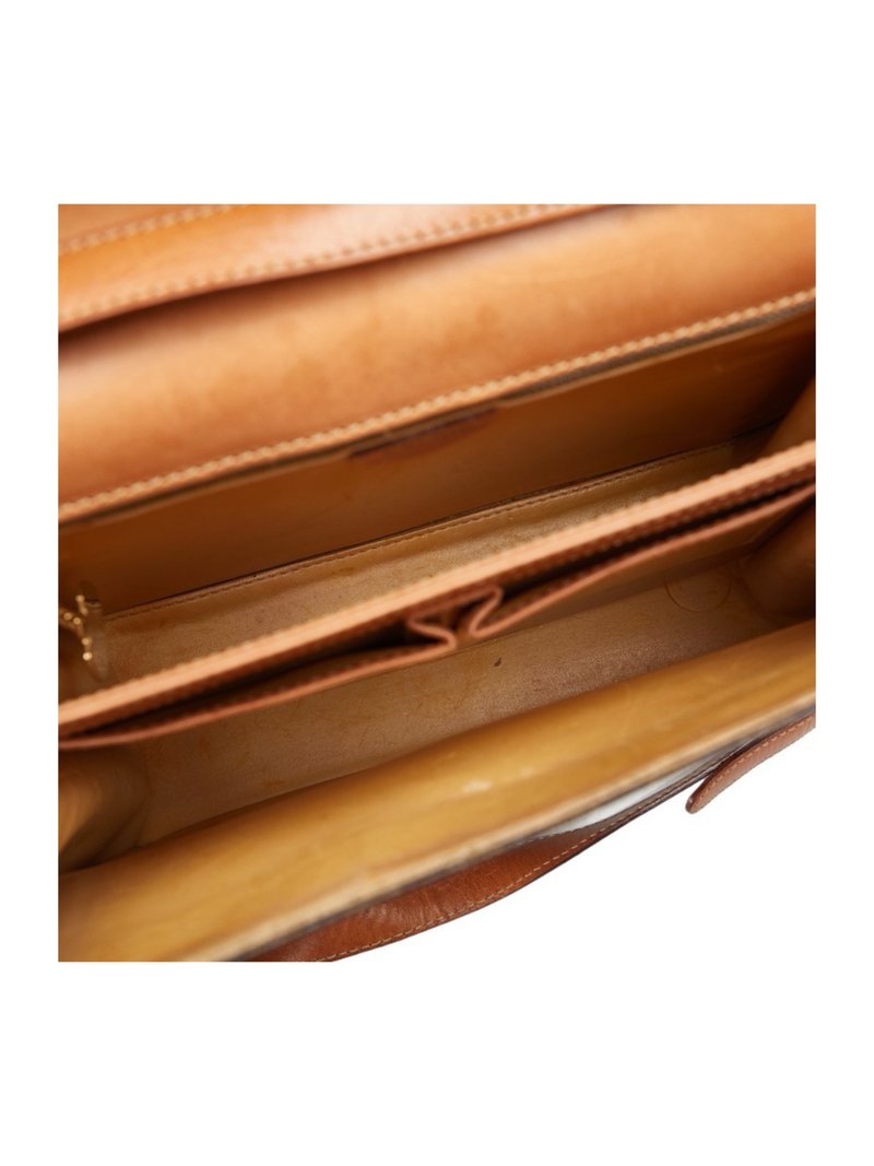 CELINE 咖啡色老花金扣信封盒子金扣小包/側背包