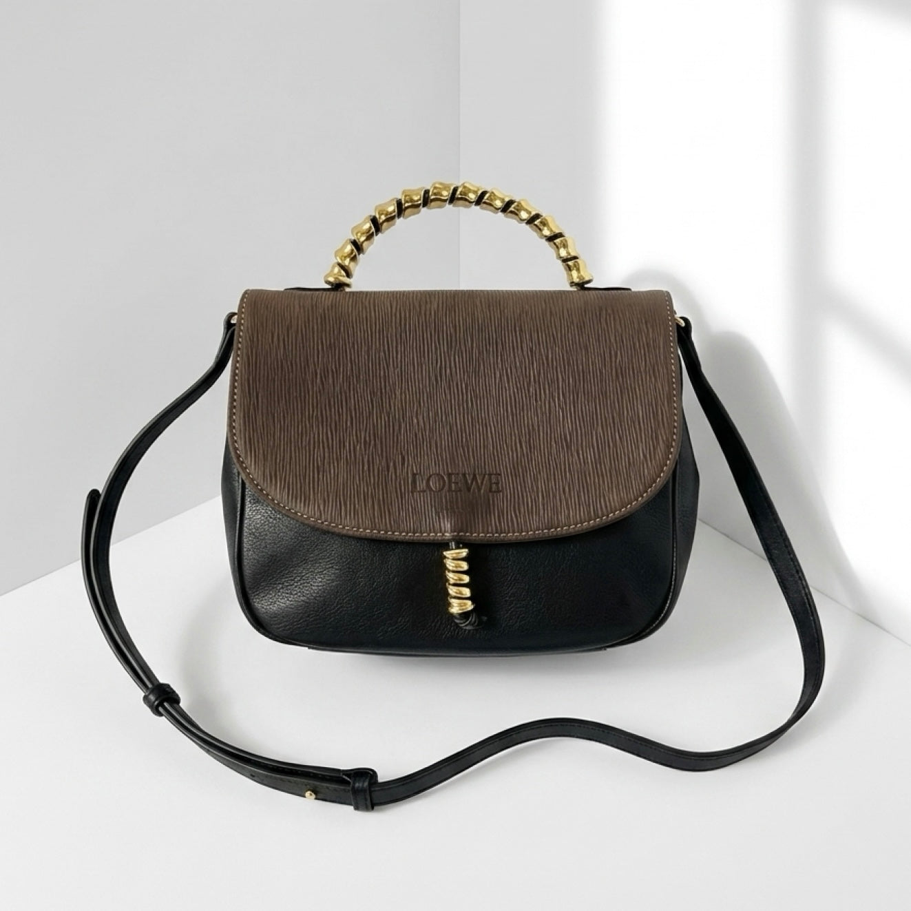 Loewe 拼色蛇骨凱莉包 中古包 側背包 斜背包 皮革包 單肩包