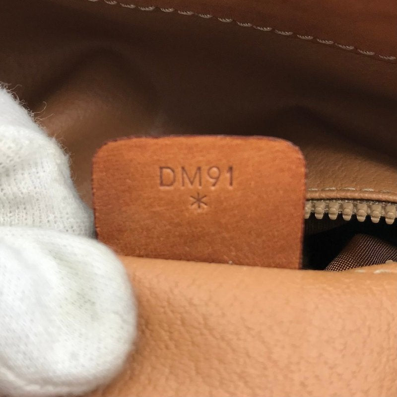 CELINE Brown Old Flower Leather Drawstring Bucket Side Backpack / Shoulder Bag