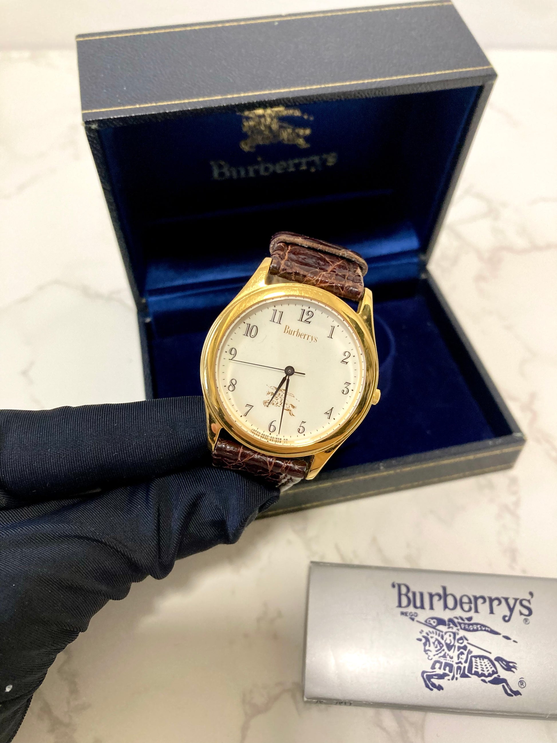 BURBERRY Full Set Horse Carriage Leather Watch