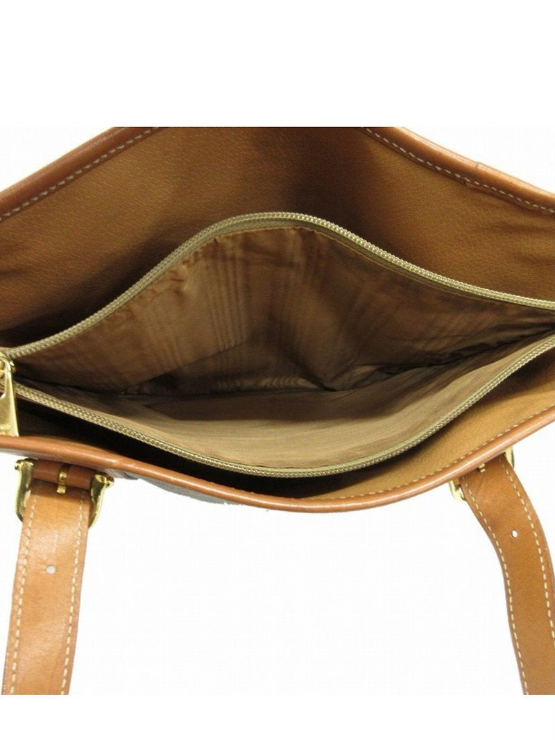 CELINE coffee brown old flower leather tote bag / side backpack / handbag