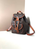 CELINE rare replica coffee color old flower gold buckle backpack / shoulder bag