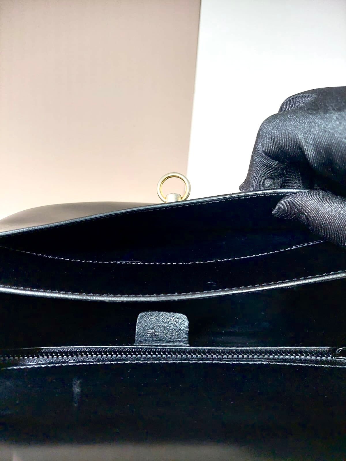 CELINE rare black half moon Kelly crossbody bag / side backpack / handbag