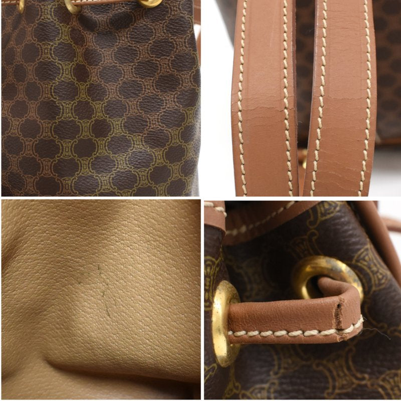 CELINE Rare Brown Monogram Flap Leather Backpack