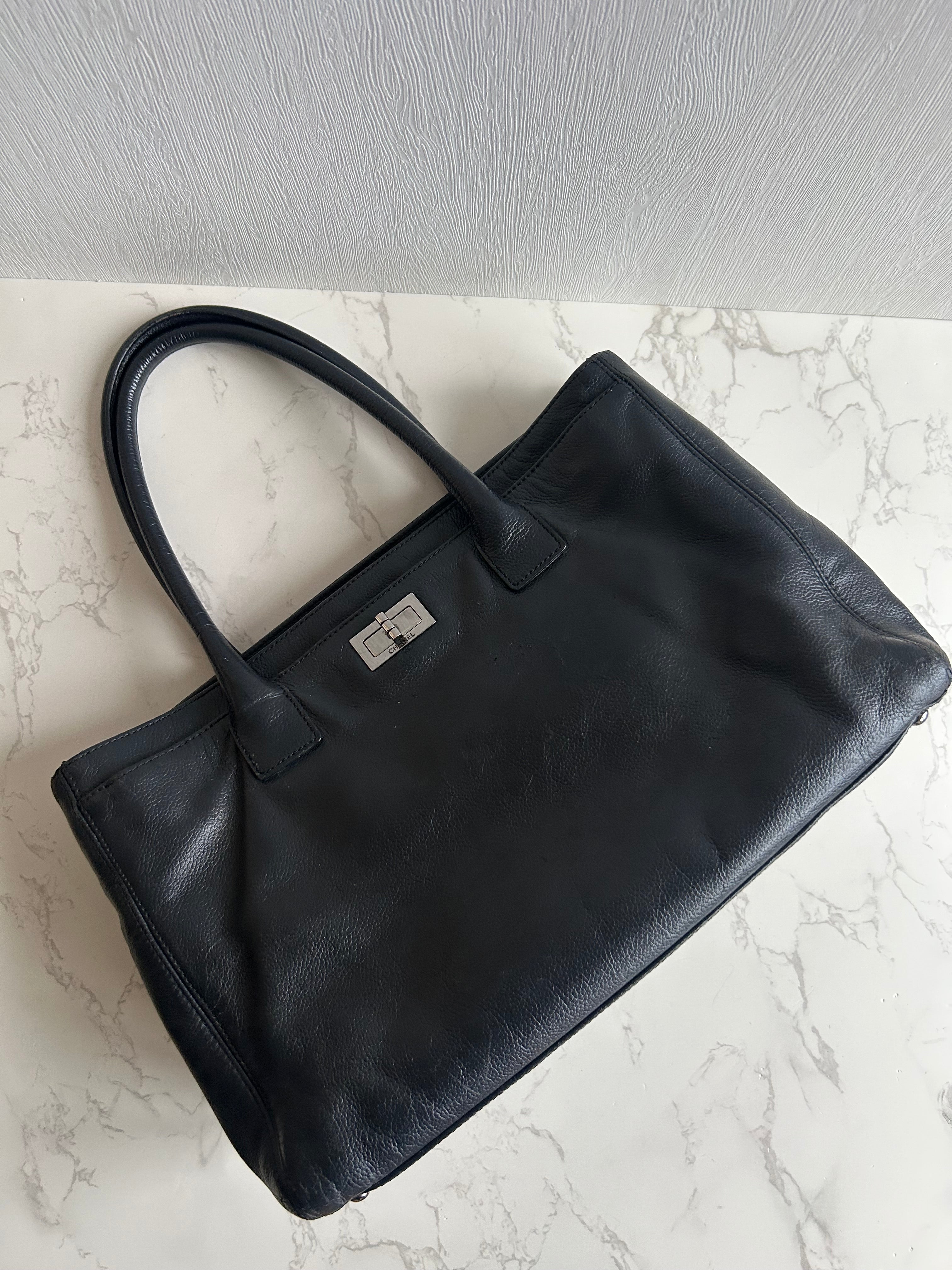 Chanel 復刻黑銀旋轉扣Executive Tote 托特包 單肩包 側背包 中古包