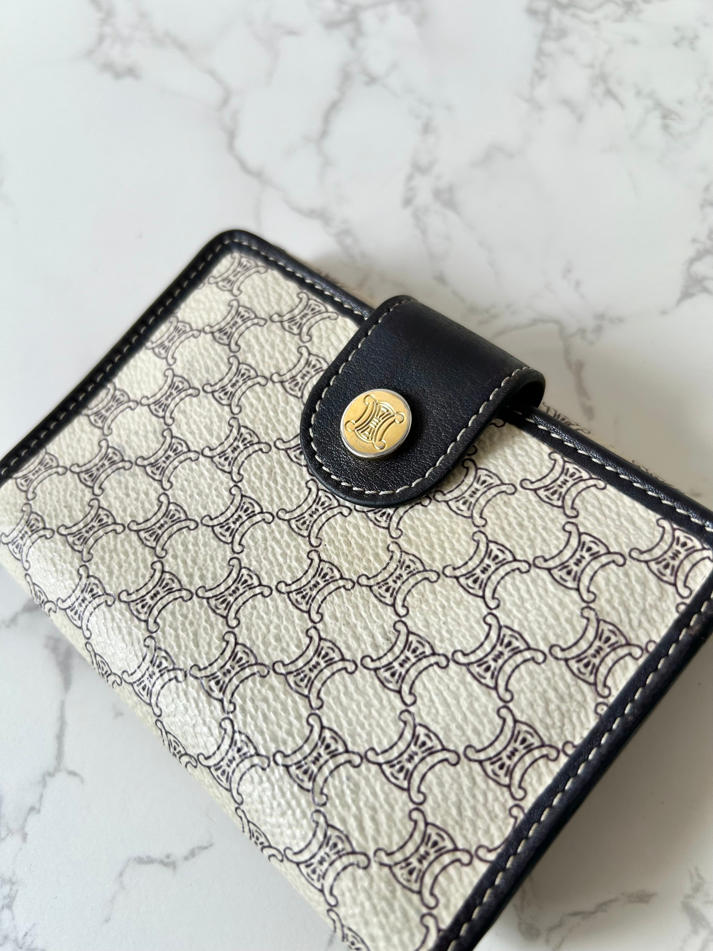 CELINE black and white monogram Arc de Triomphe monogram short wallet/wallet/wallet