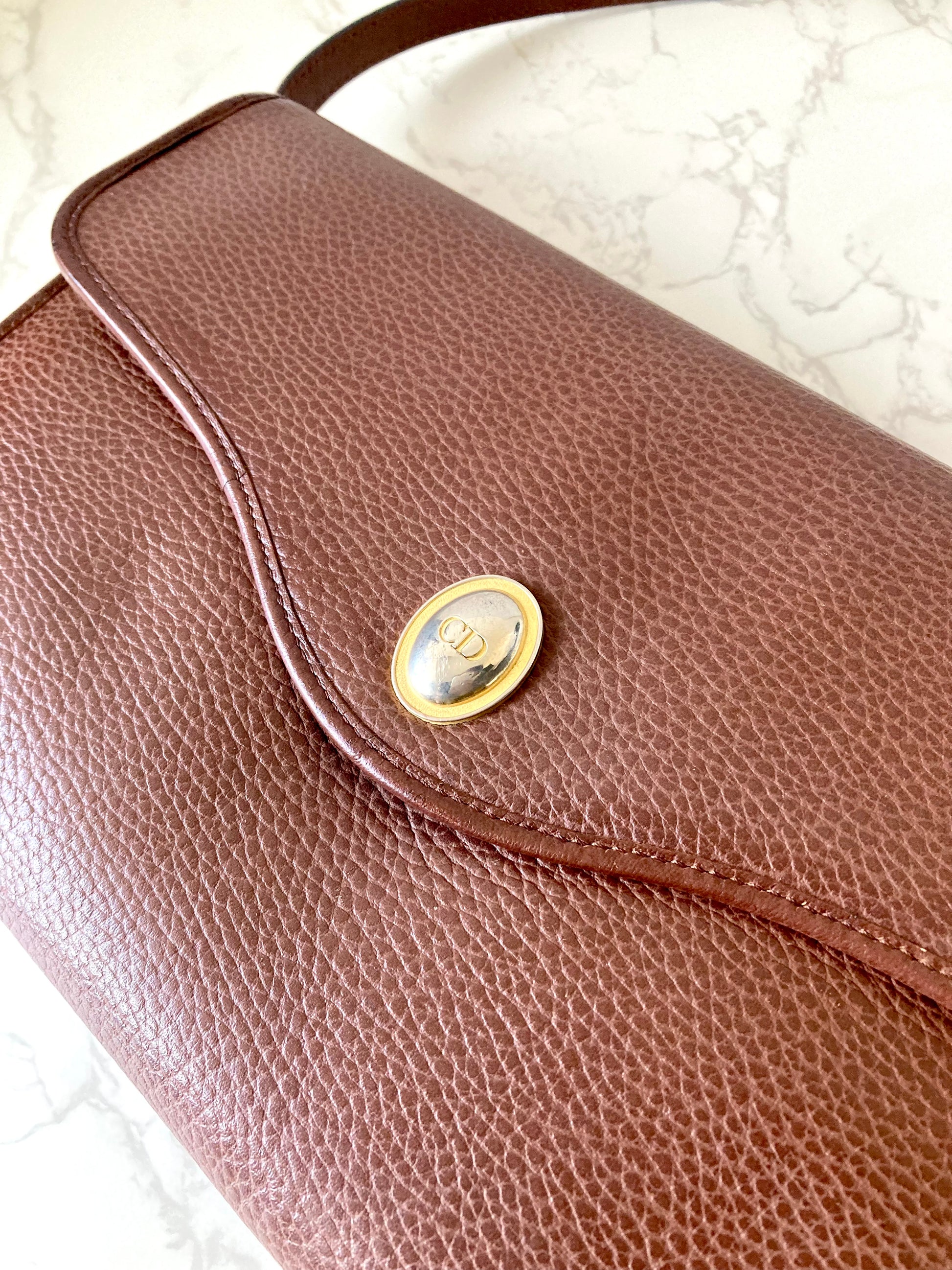 CHRISTIAN DIOR Rare Brown x Gold Egg Crossbody Bag