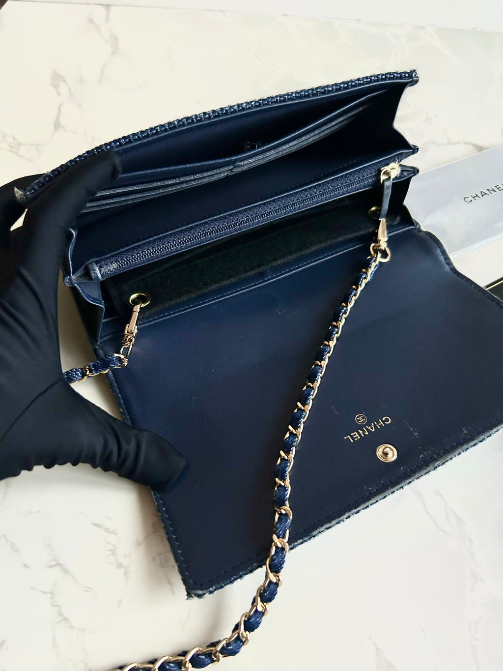 稀有 Chanel牛仔藍WOC 側背包 斜背包 長夾