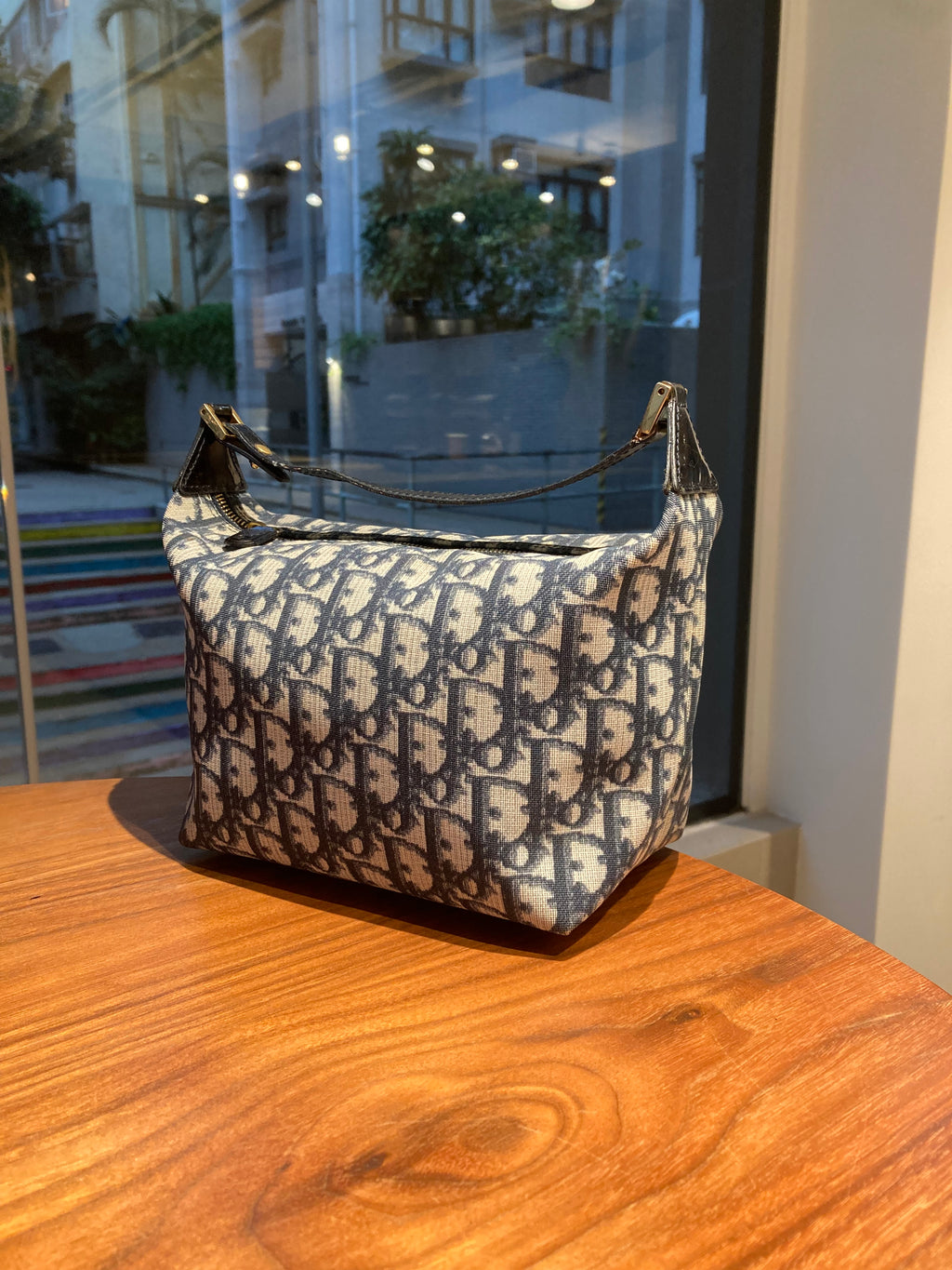 CHRISTIAN DIOR Navy Trotter Monogram Lunch Box Bag