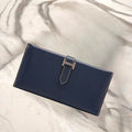 HERMES Bearn blue and black silver buckle sheepskin leather long wallet / wallet
