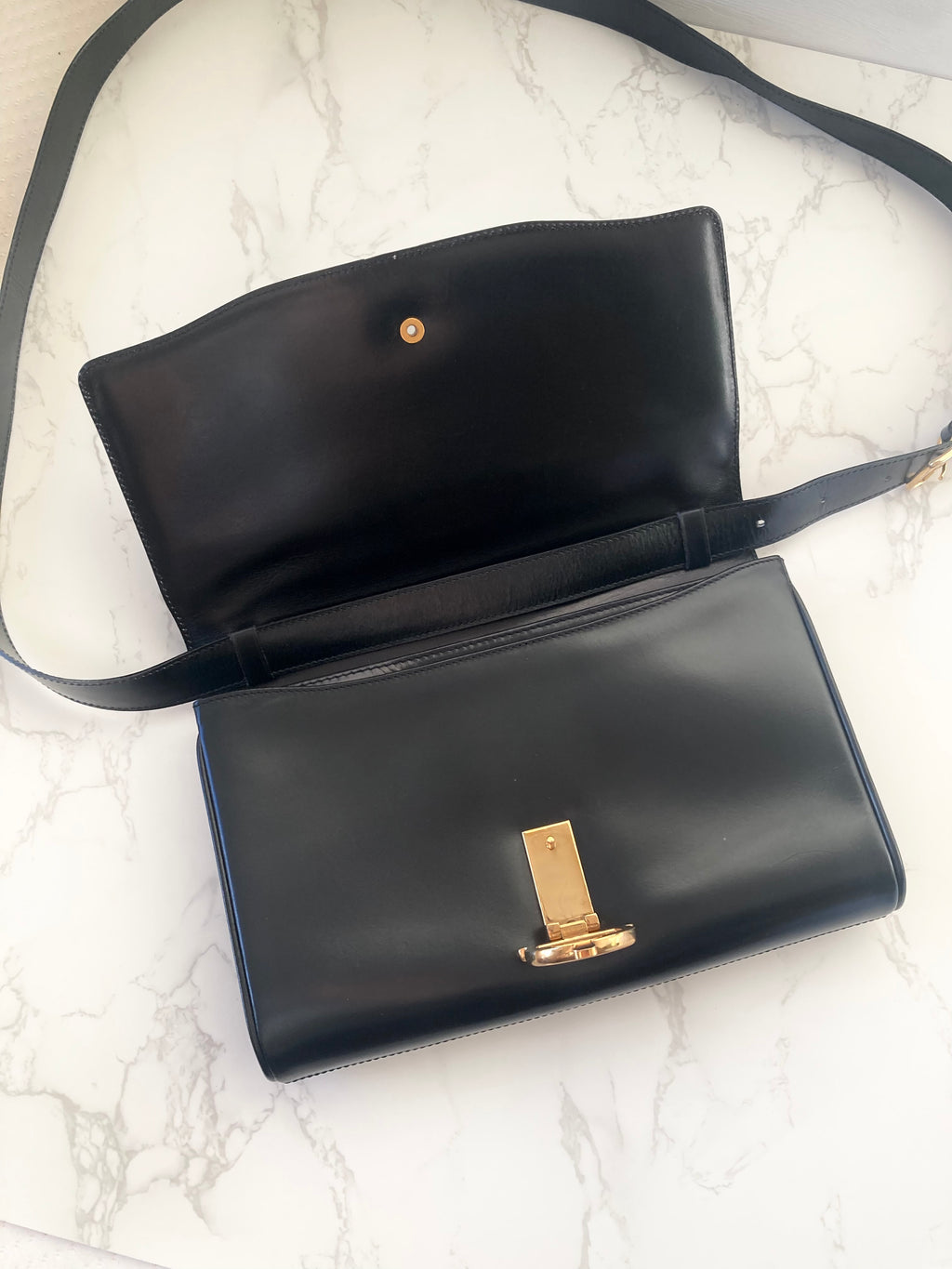 CELINE Black x Gold Horseshoe Shoulder / Crossbody Bag