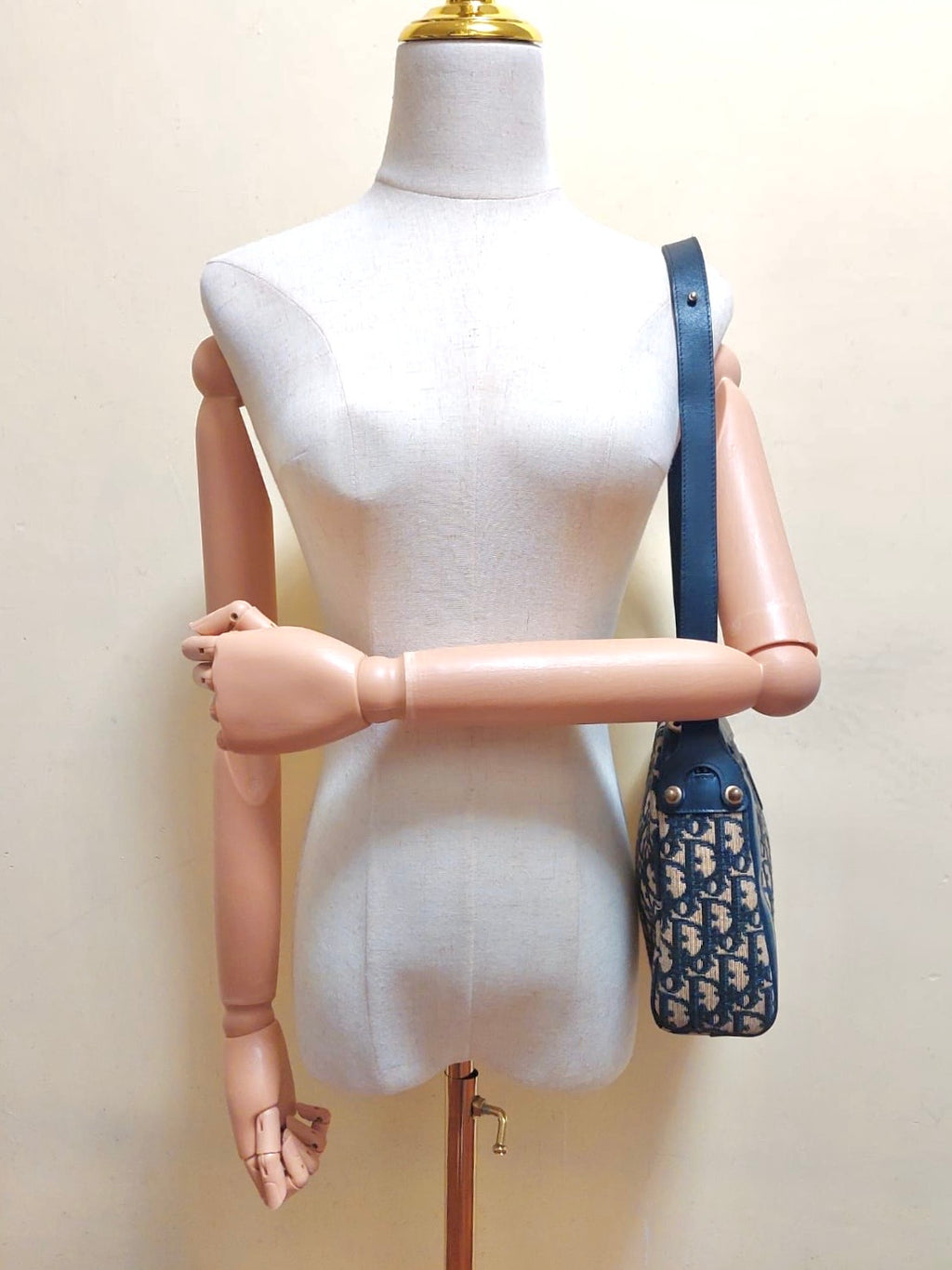 CHRISTIAN DIOR dark blue and black monogram camera bag / side bag / oblique bag