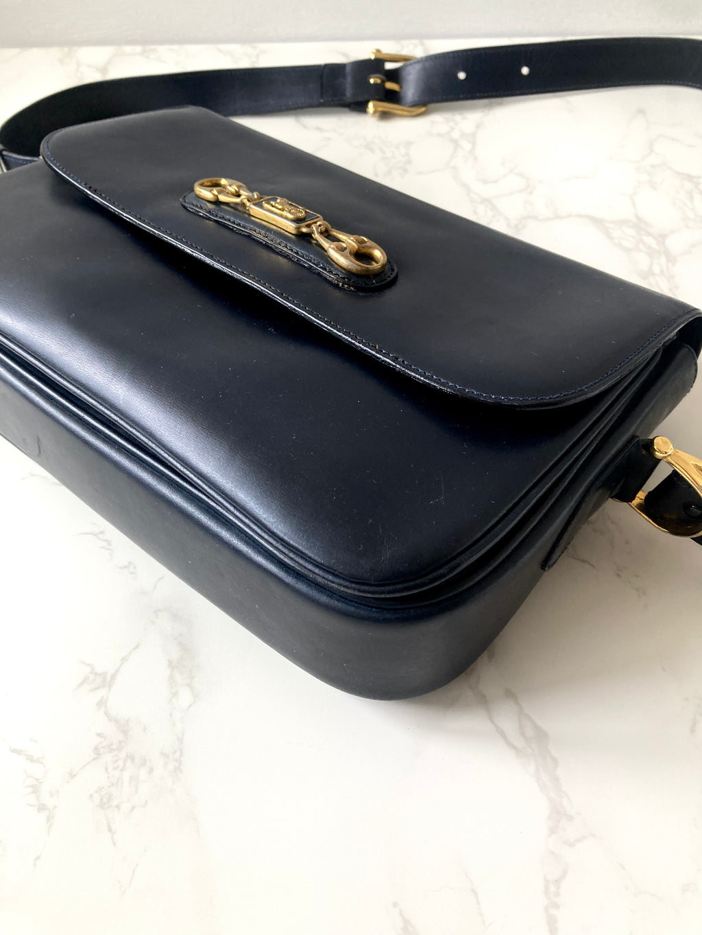 CELINE Black x Gold Horse Carriage Crossbody Bag