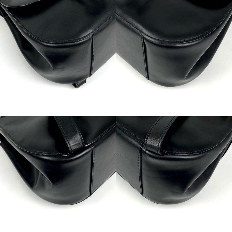 CELINE rare black and gold arc flap leather backpack