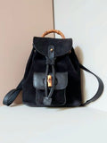 GUCCI classic black leather bamboo small backpack/rucksack/backpack