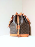CELINE Brown Presbyopia Leather Drawstring Bucket Side Bag/Single Shoulder Bag - Japanese Second-hand Vintage