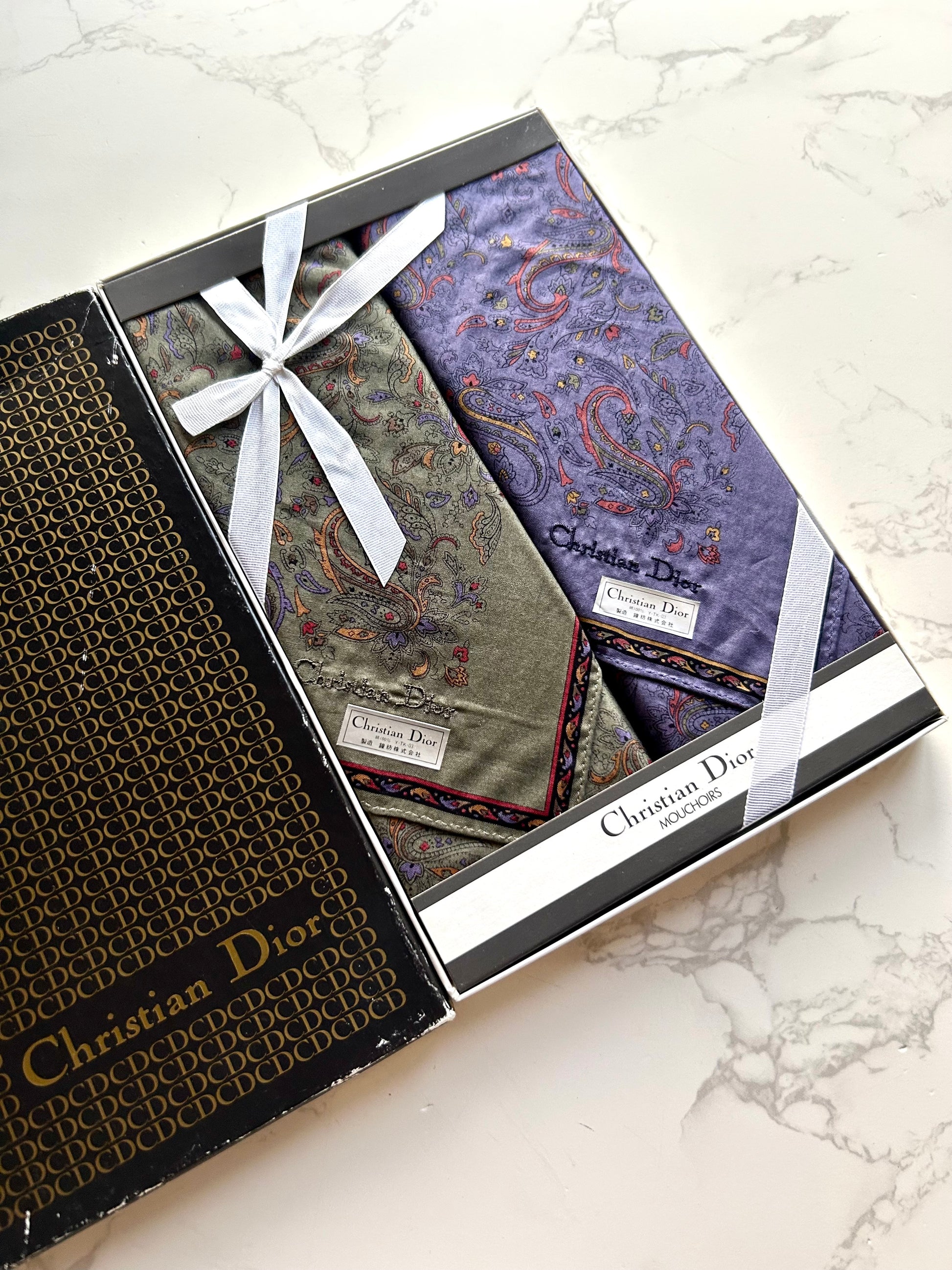 DIOR 未使用保存品•腰果花絲巾禮盒 - 一套2條· 新春禮品