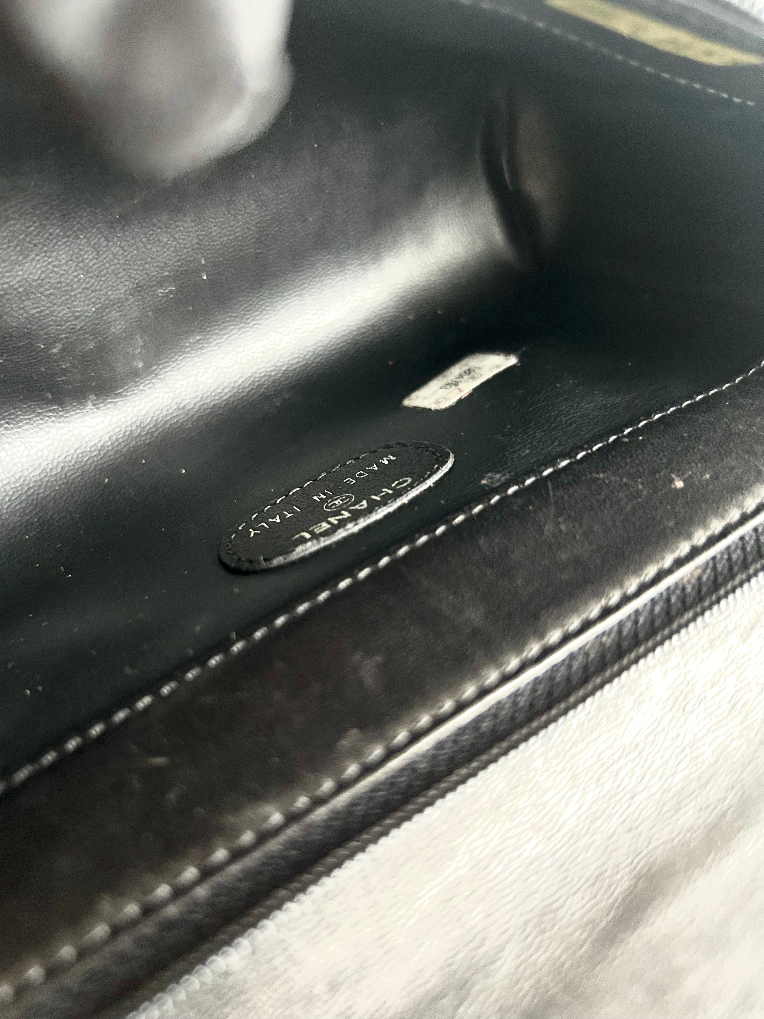 Rare Used Chanel Black and Gold Two-Way Crossbody Bag with Mirror