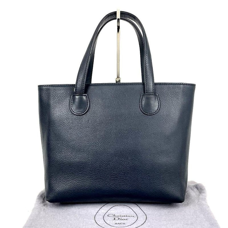 CHRISTIAN DIOR rare dark blue silver label leather small side bag / crossbody bag / tote bag / handbag