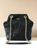 Prada Rare Black and Gold Chain 2-way Bucket Bag/Tote Bag/Shoulder Bag/Crossbody Bag